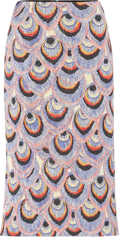 Dries Van Noten Peacock brocade pencil skirt