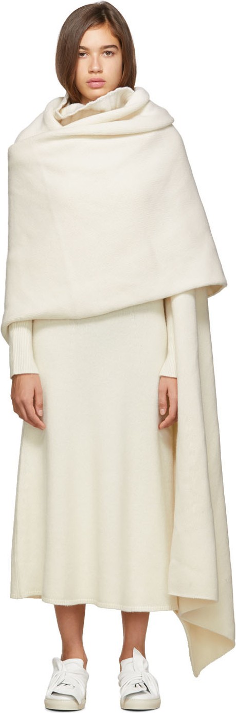 Joseph Off-White Wool Snood Scarf