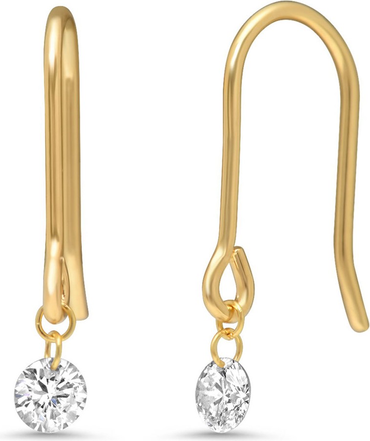Nicha Jewelry 18k Gold Delicate Floating Round Diamond Earrings