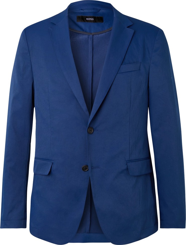 HUGO BOSS Navy Slim-Fit Twill Blazer