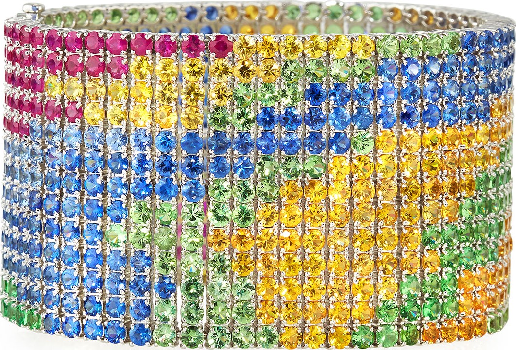 Alexander Laut Ruby, Tsavorite & Sapphire Abstract Bracelet