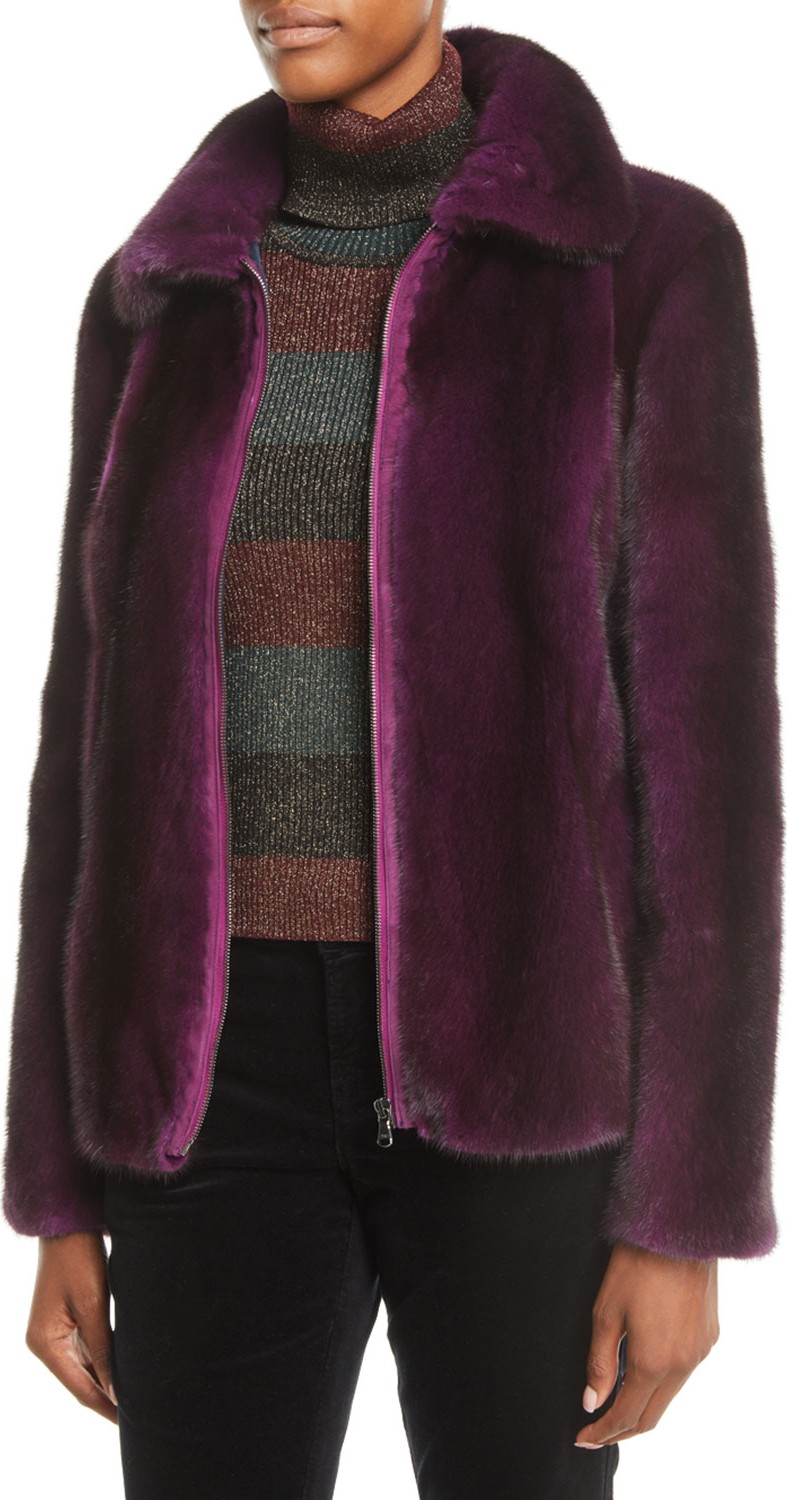 Zac Posen Mink-Fur Zip-Front Jacket