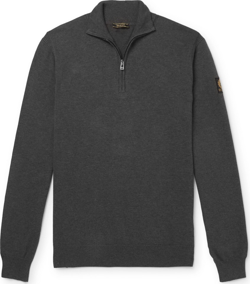 Belstaff Bay Mélange Cotton and Silk-Blend Half-Zip Sweater