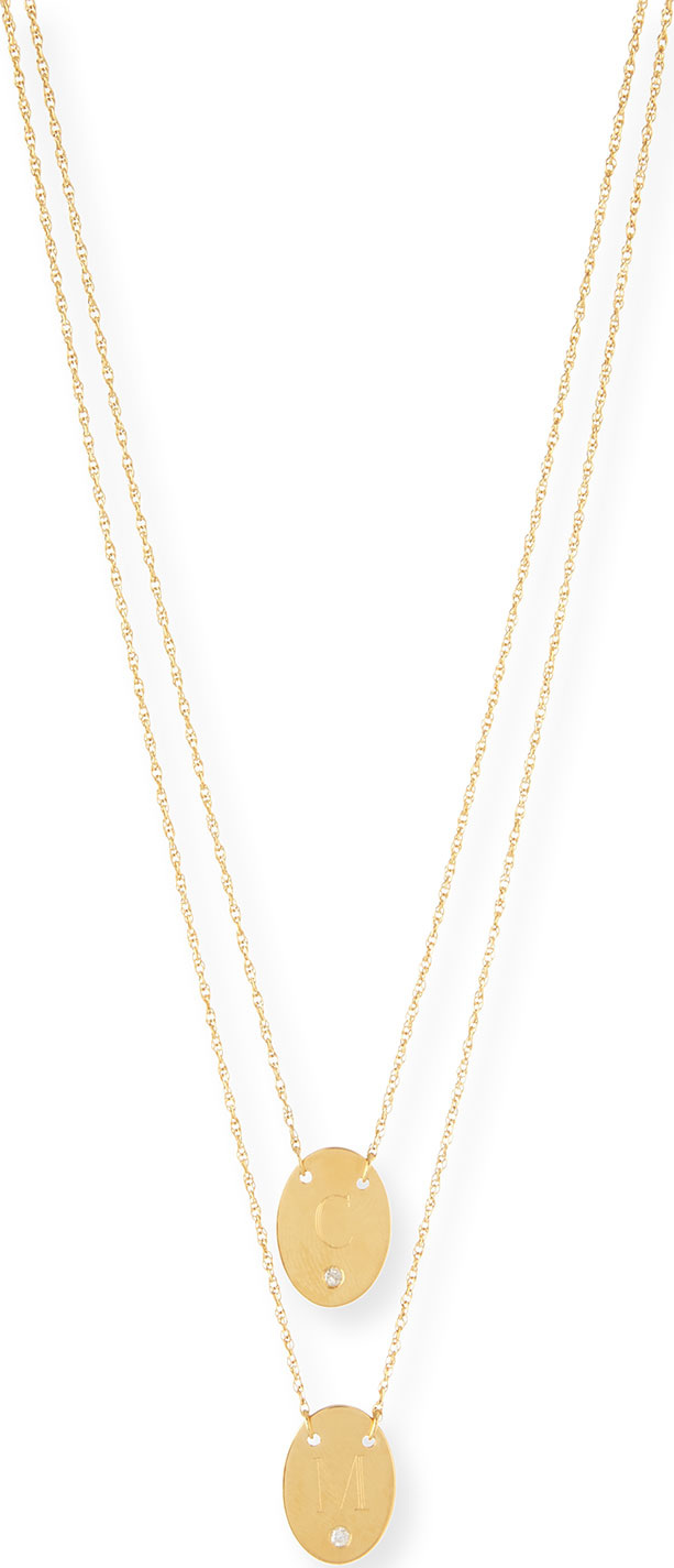 Jennifer Zeuner Jewelry Double Oval Disc Personalized Necklace