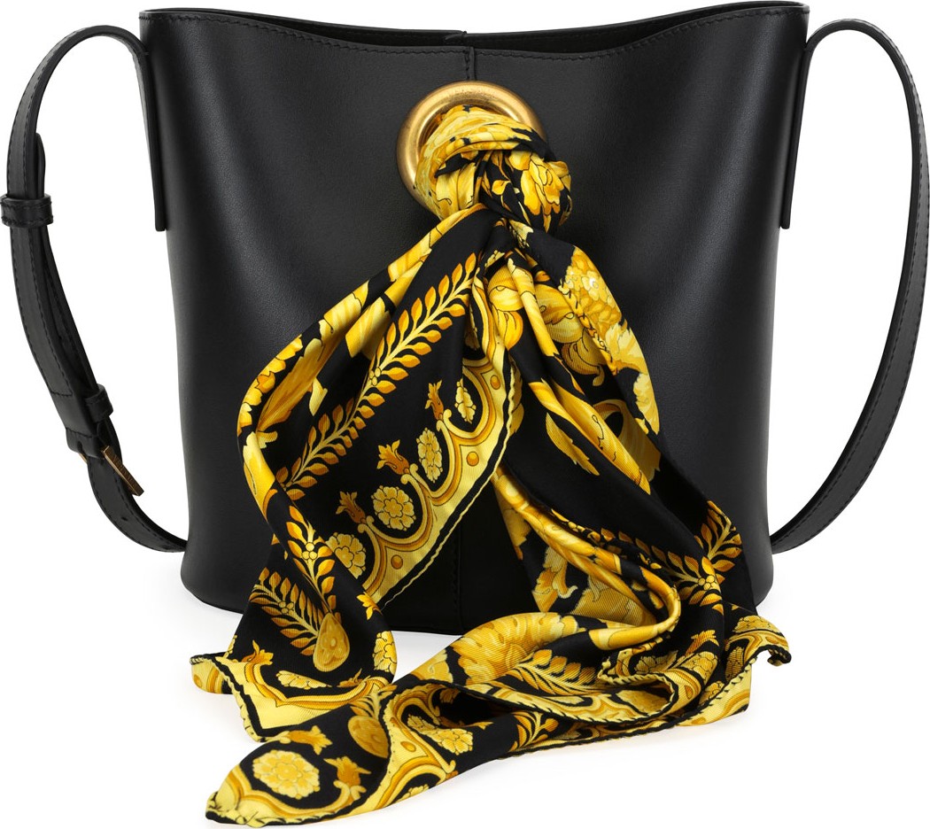 Versace Calf Leather Bucket Bag with Barocco Scarf