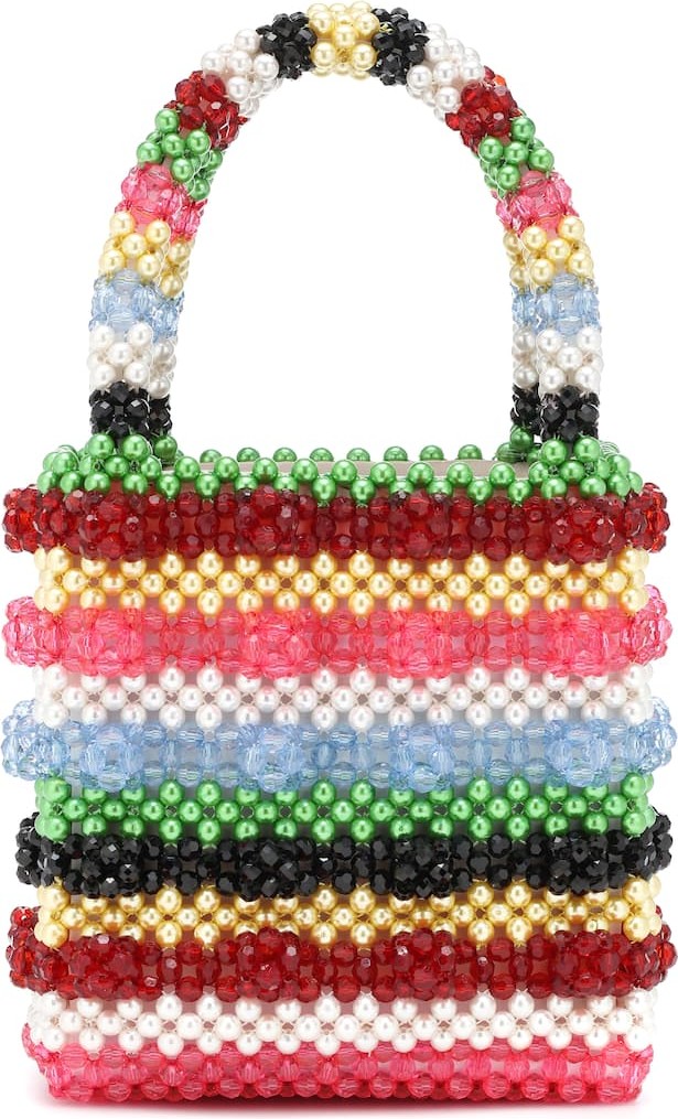 Shrimps Antonia striped beaded tote