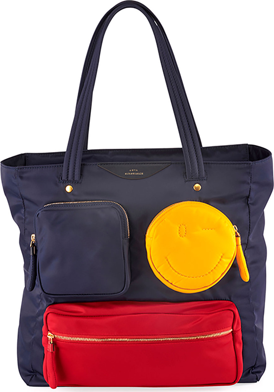 Anya Hindmarch Chubby Wink Multi-Pocket Nylon Tote Bag