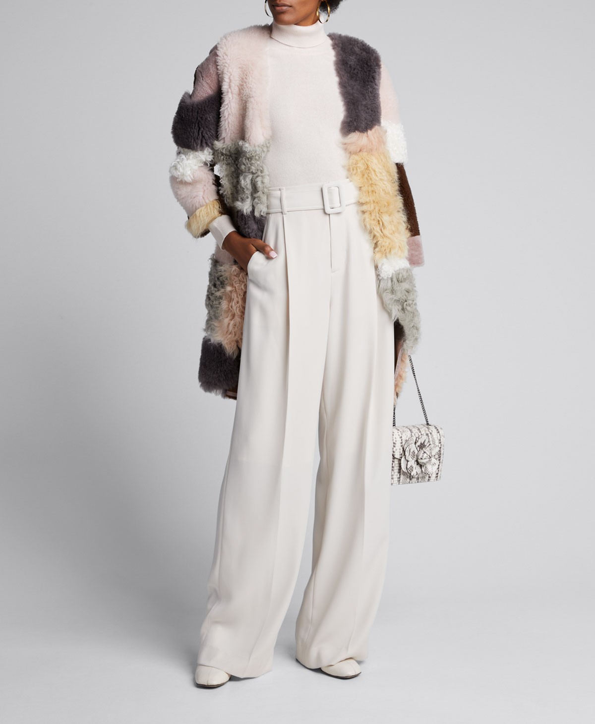 Alexis Emalee Colorblock Shearling Coat