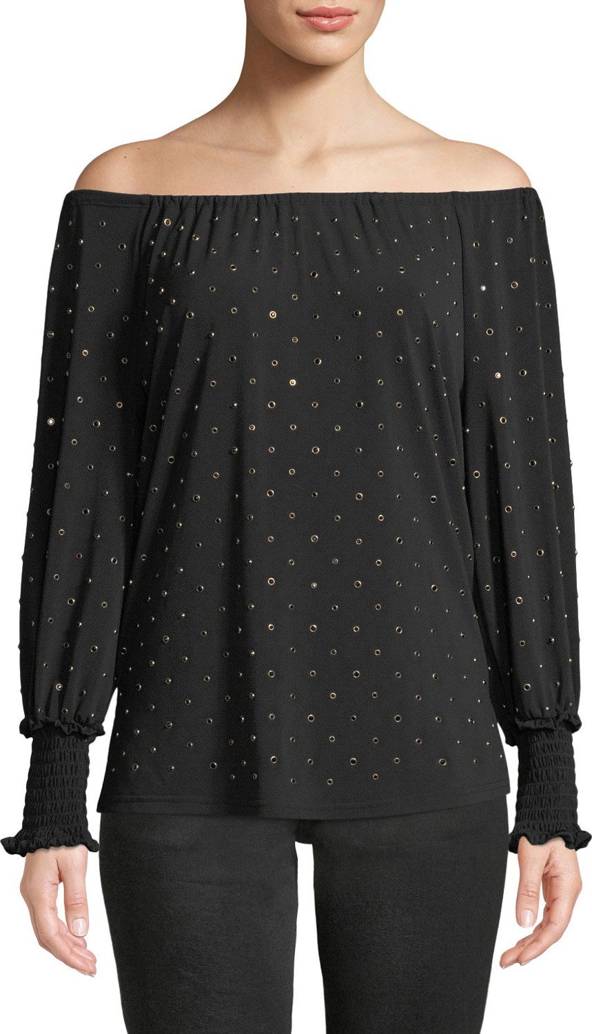 KOBI HALPERIN Lauren Studded Off-the-Shoulder Blouse