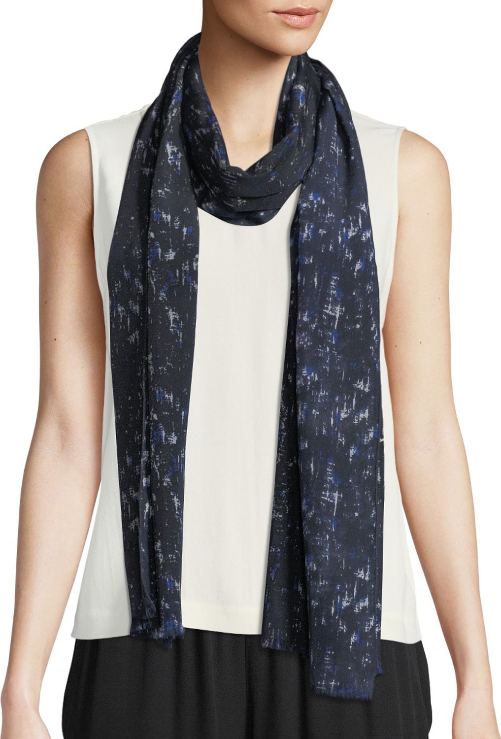 Eileen Fisher Rustic Printed Silk Scarf
