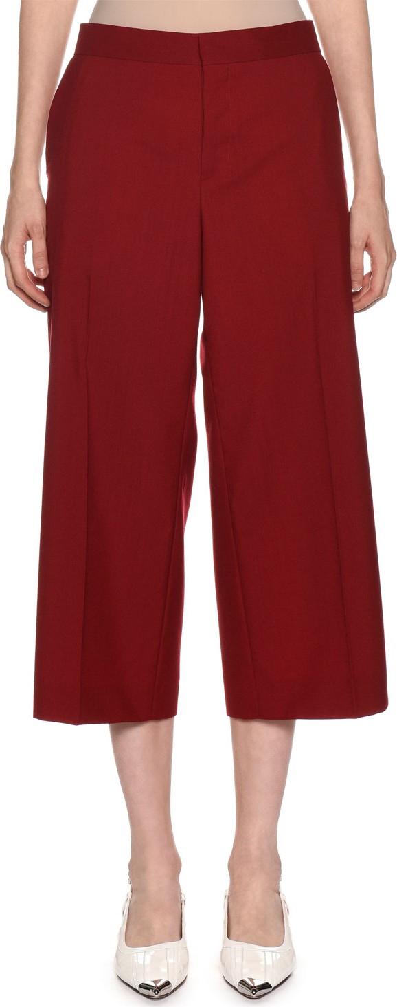 Marni Wide-Leg Crop Tropical Wool Pants