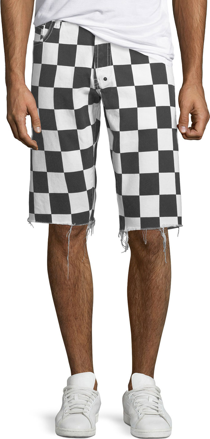 PRPS Men's Checkered Denim Shorts