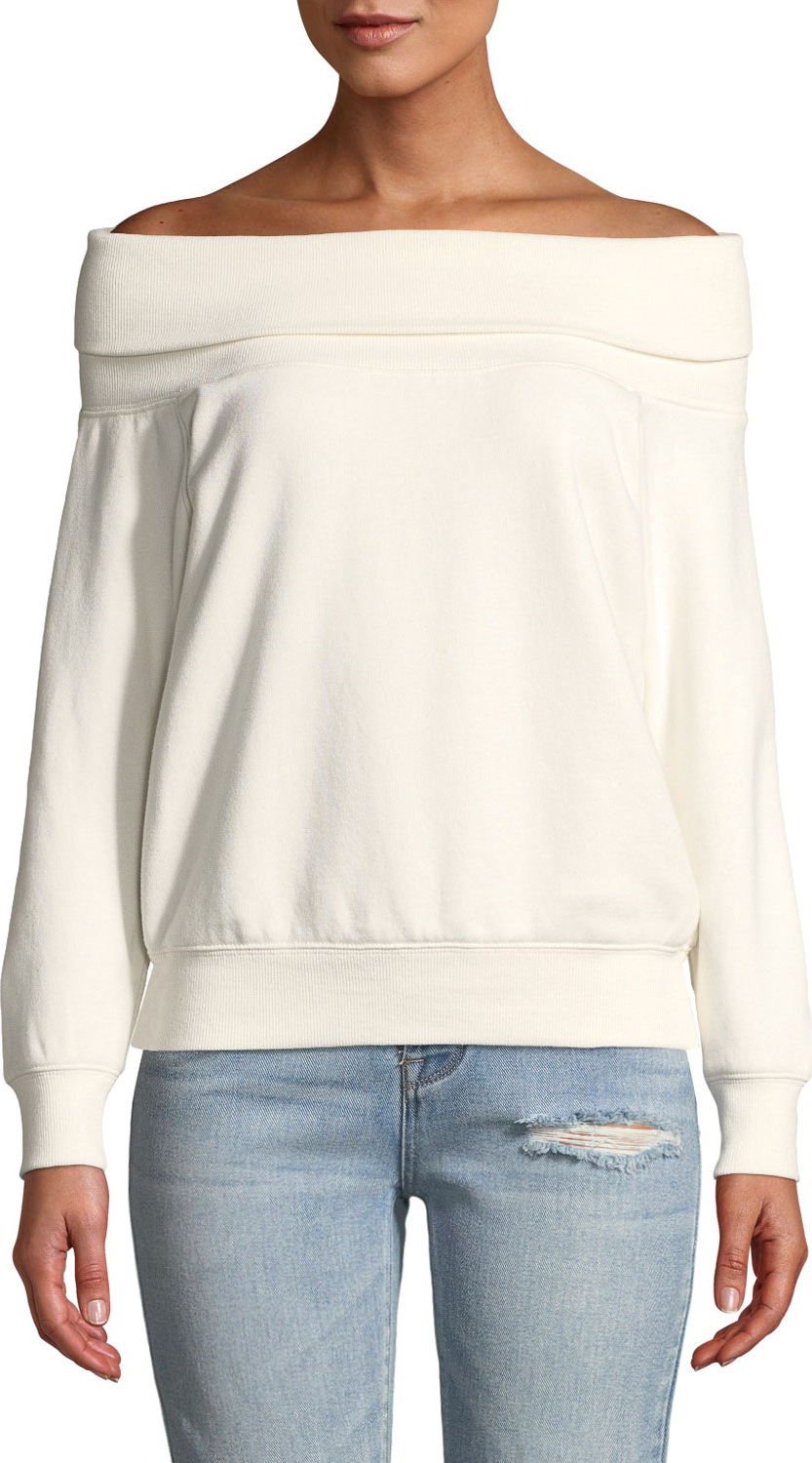 KENDALL + KYLIE Off-Shoulder Cotton Pullover Sweatshirt