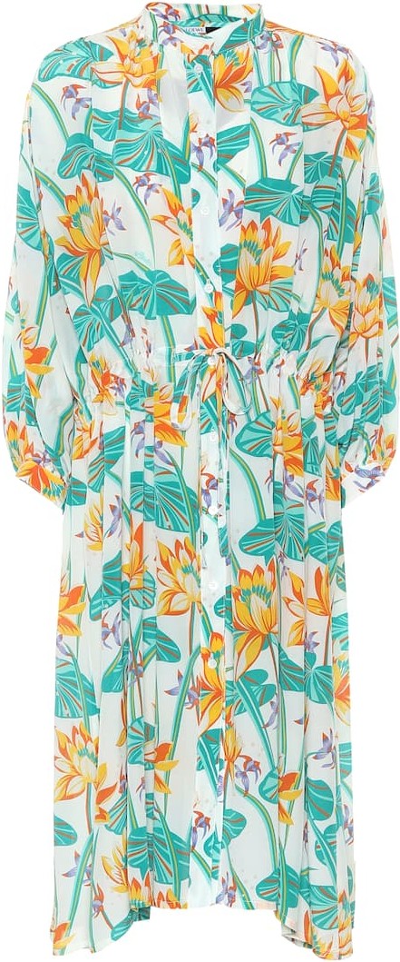 LOEWE Paula's Ibiza printed silk shirt dress