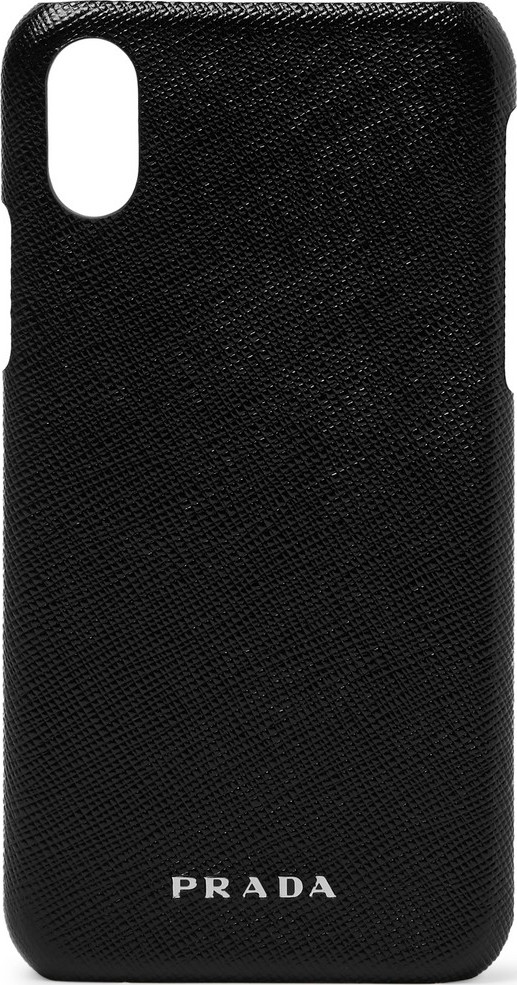 Prada Logo-Embossed Cross-Grain Leather iPhone XS Case