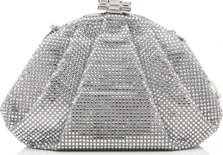 Judith Leiber Enchanted Allover Beaded Pochette, Silver Rhine