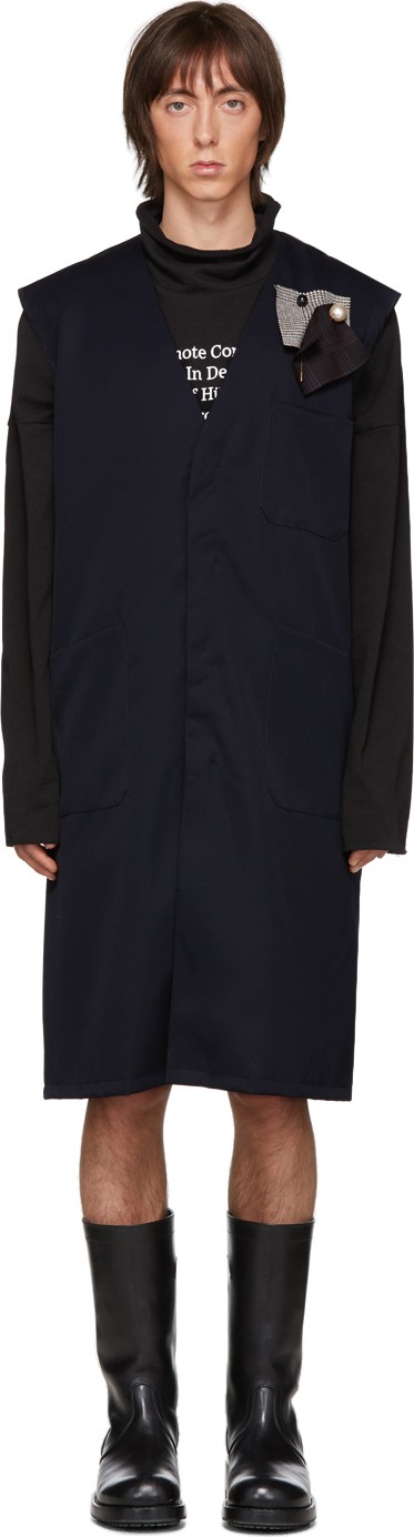 Raf Simons Navy Sleeveless Labo Coat Raf Simons Navy Sleeveless Labo Coat