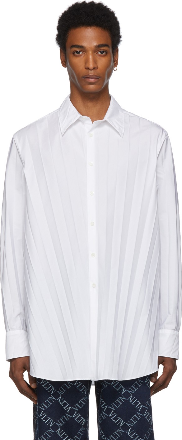 Valentino White Plisse Shirt