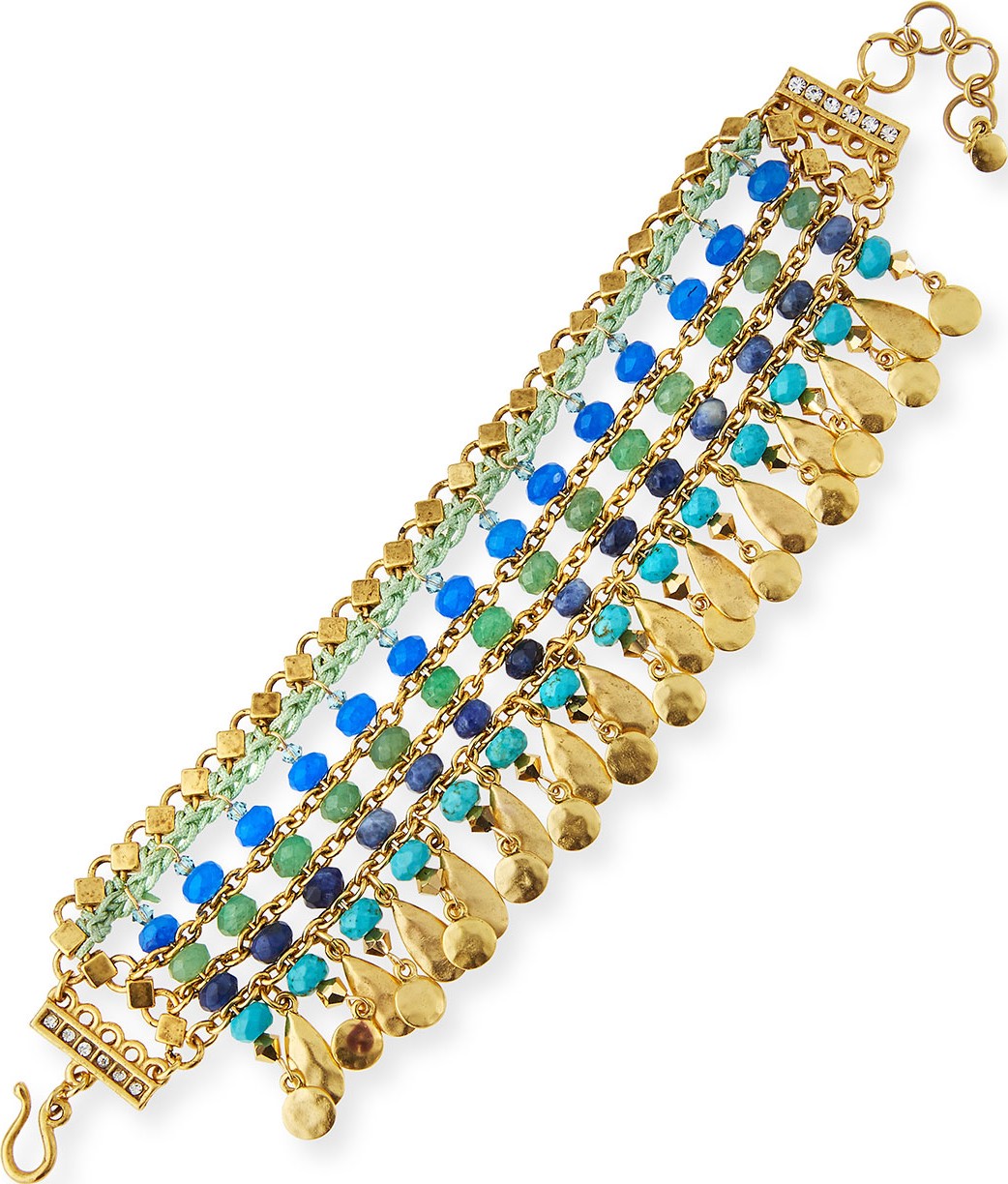 Sequin Semiprecious Beaded Statement Bracelet