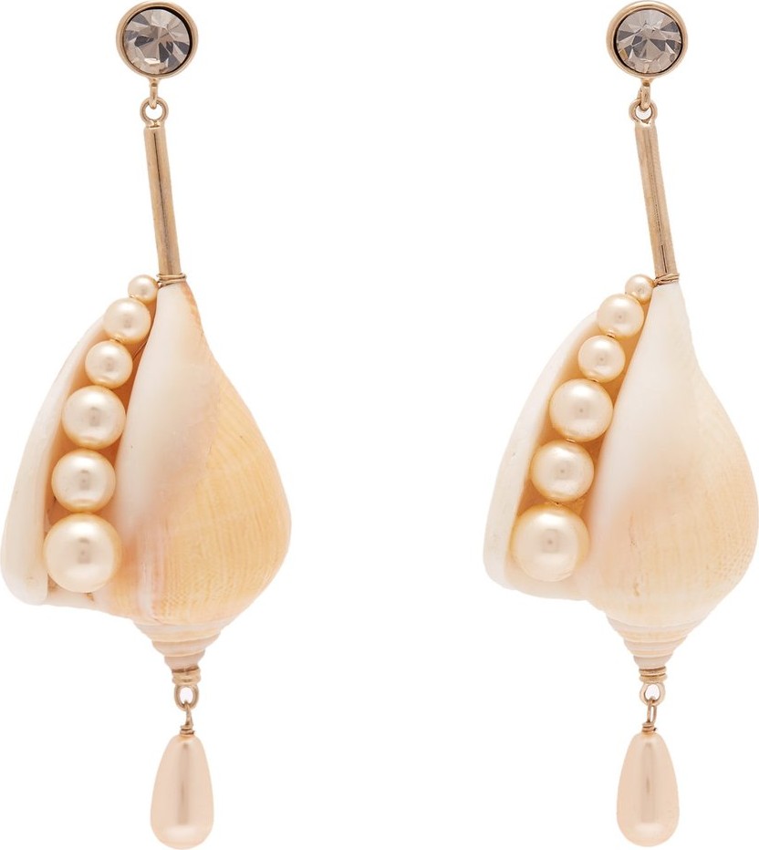 Etro Shell and faux pearl drop earrings