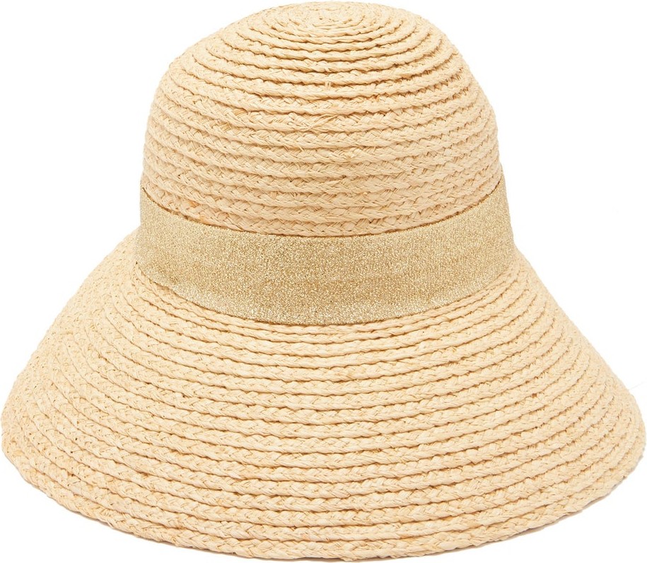 Oseree Capri metallic-band raffia hat
