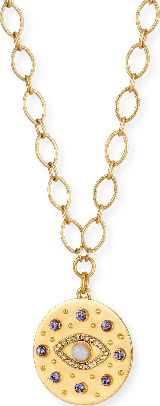 Sequin Crystal Evil Eye Pendant Necklace