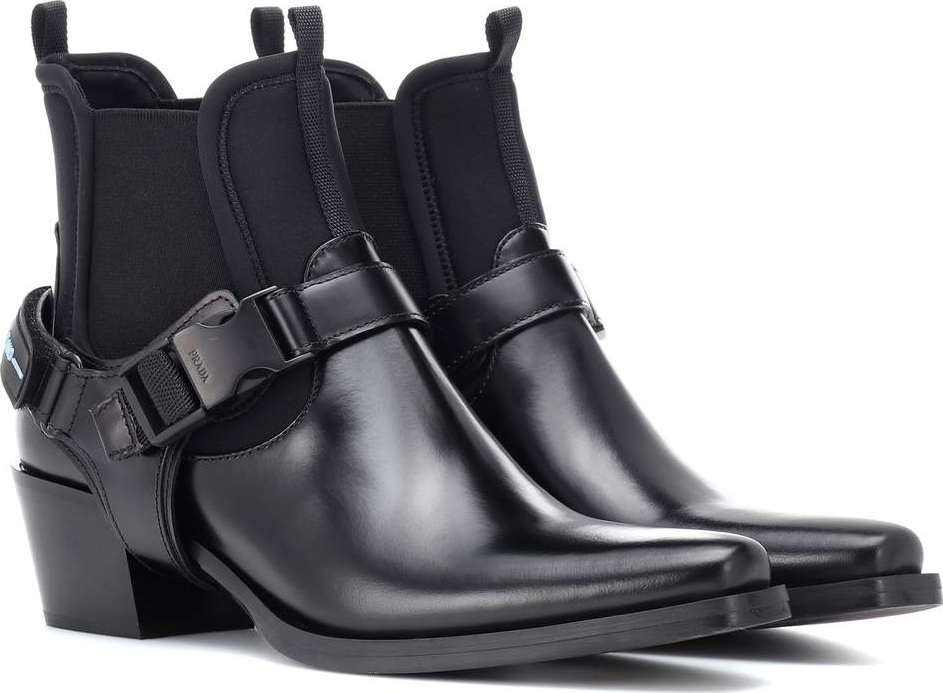 Prada Leather and neoprene ankle boots