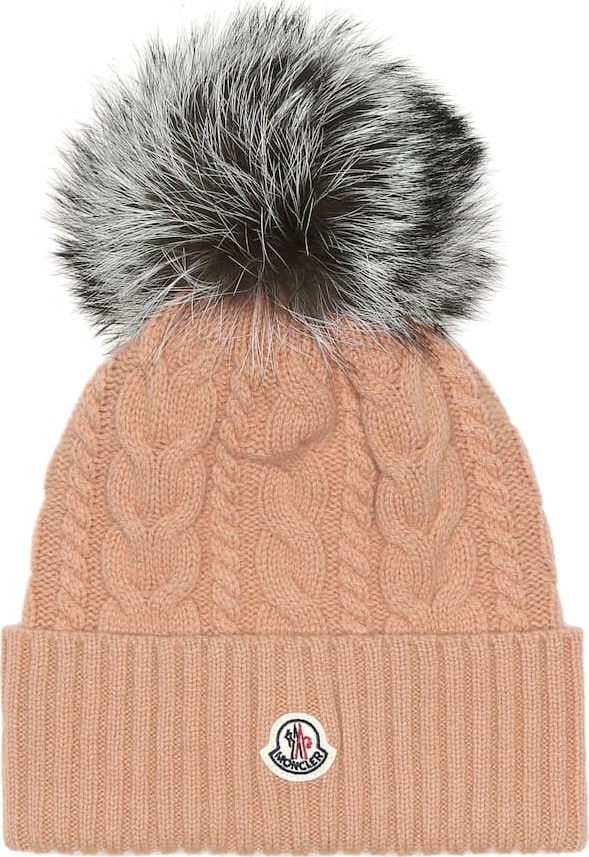 Moncler Fur-trimmed wool-blend beanie