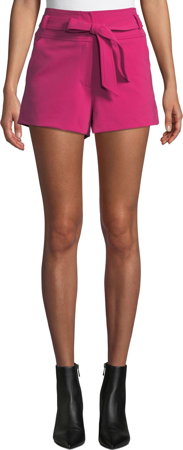 Veronica Beard Borneo Belted High-Rise Shorts