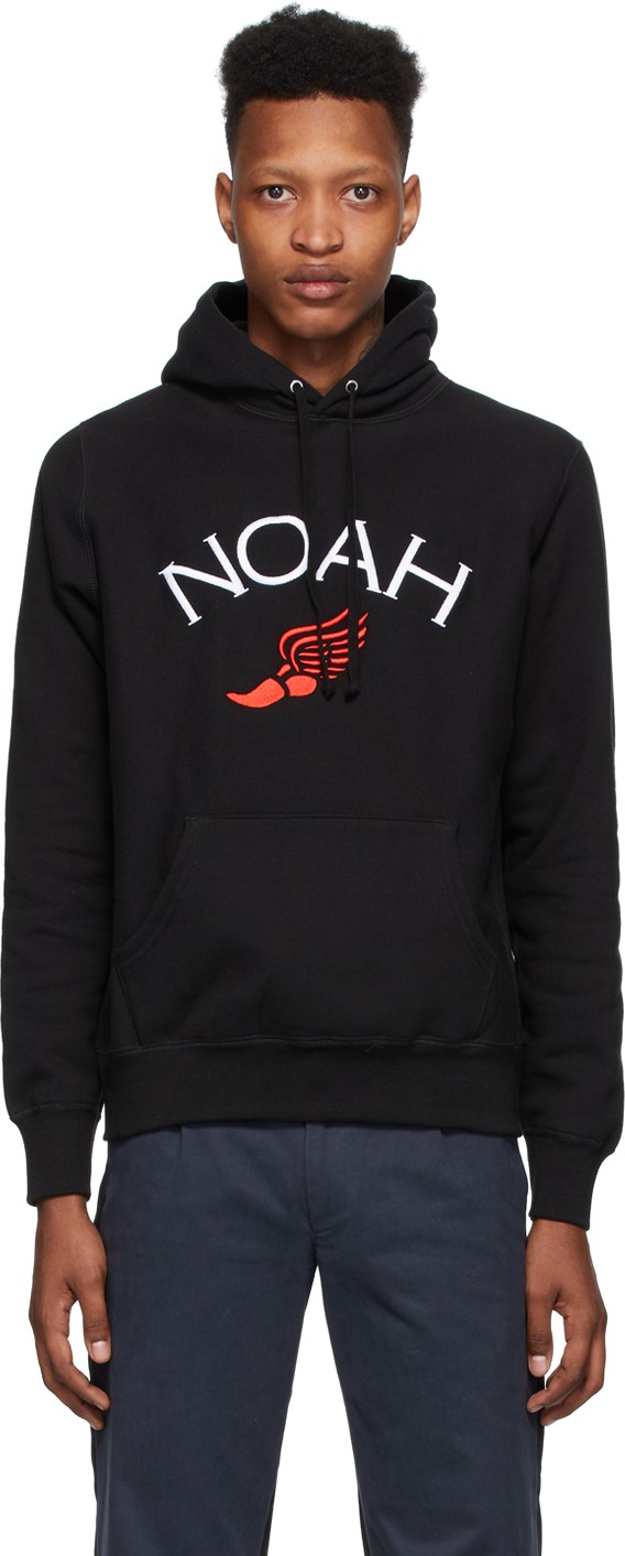 Noah NYC Black Winged Foot Hoodie