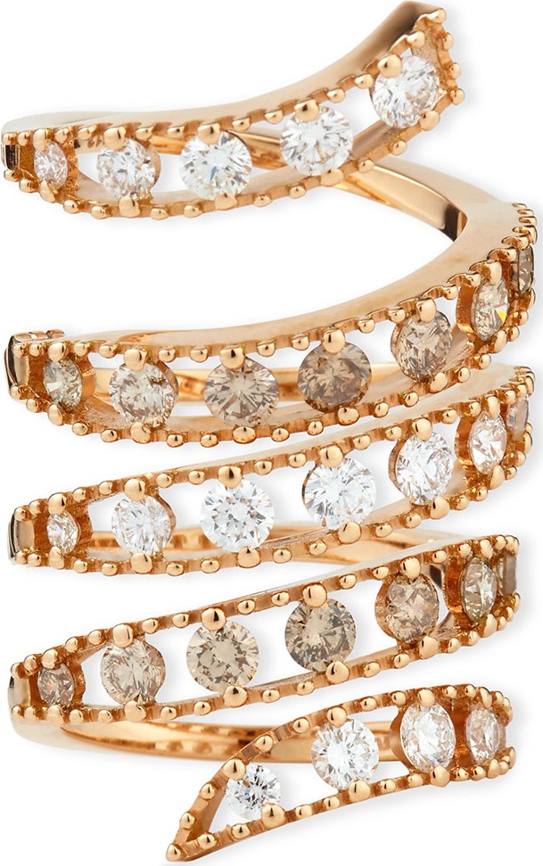Staurino Fratelli 18k Rose Gold Coiled Diamond Flex Ring, Size 6.5