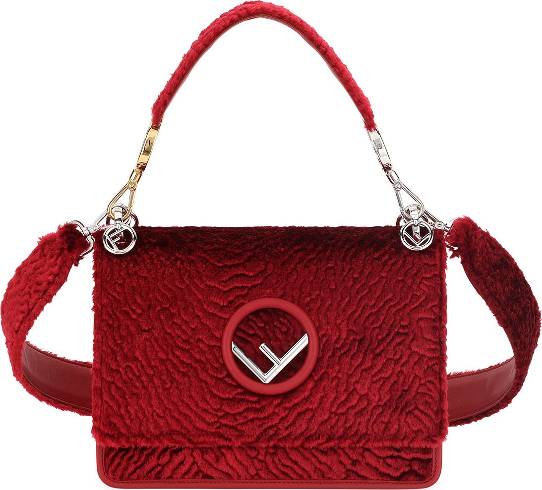 Fendi Kan I Small Textured Velvet Shoulder Bag