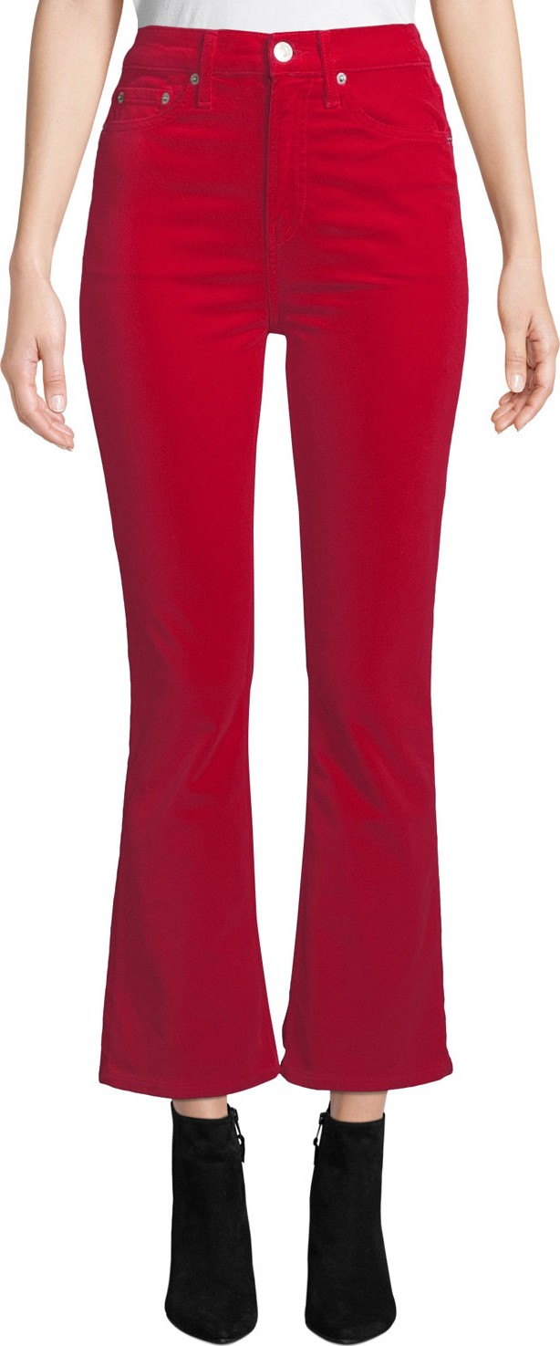 RE/DONE Mid-Rise Cropped Velvet Kick-Flare Pants