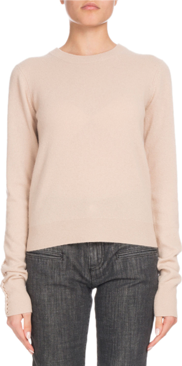 Altuzarra Crewneck Long-Sleeve Braided-Back Cashmere Sweater