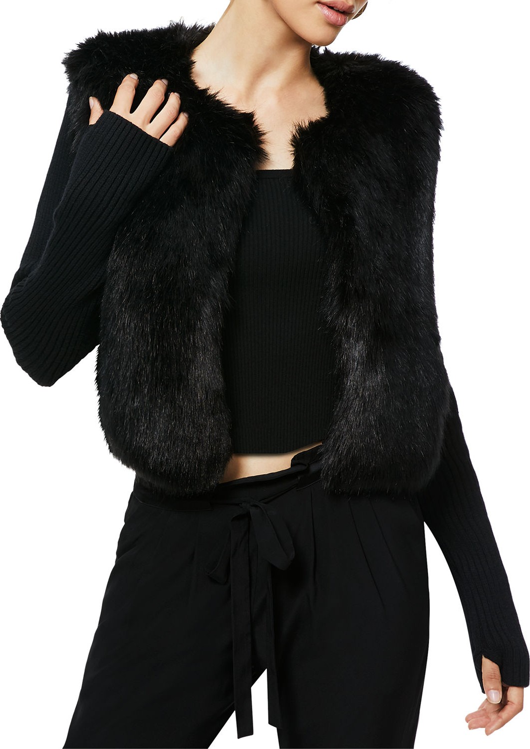 Ramy Brook Abel Chevron-Stripe Faux-Fur & Wool Jacket Ramy Brook Abel Chevron-Stripe Faux-Fur & Wool Jacket