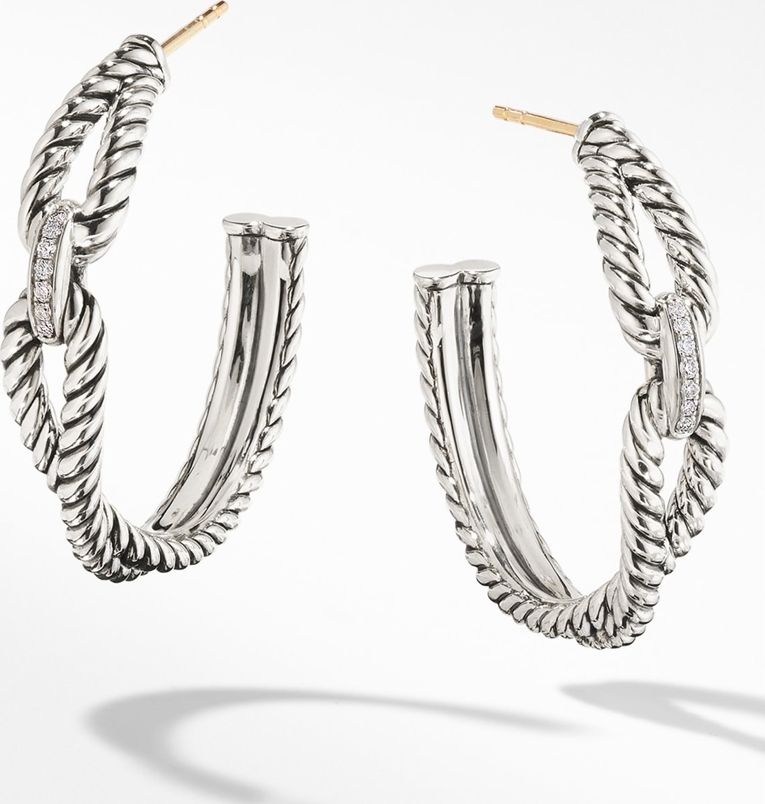 David Yurman Cable Loop Hoop Earrings with Diamonds