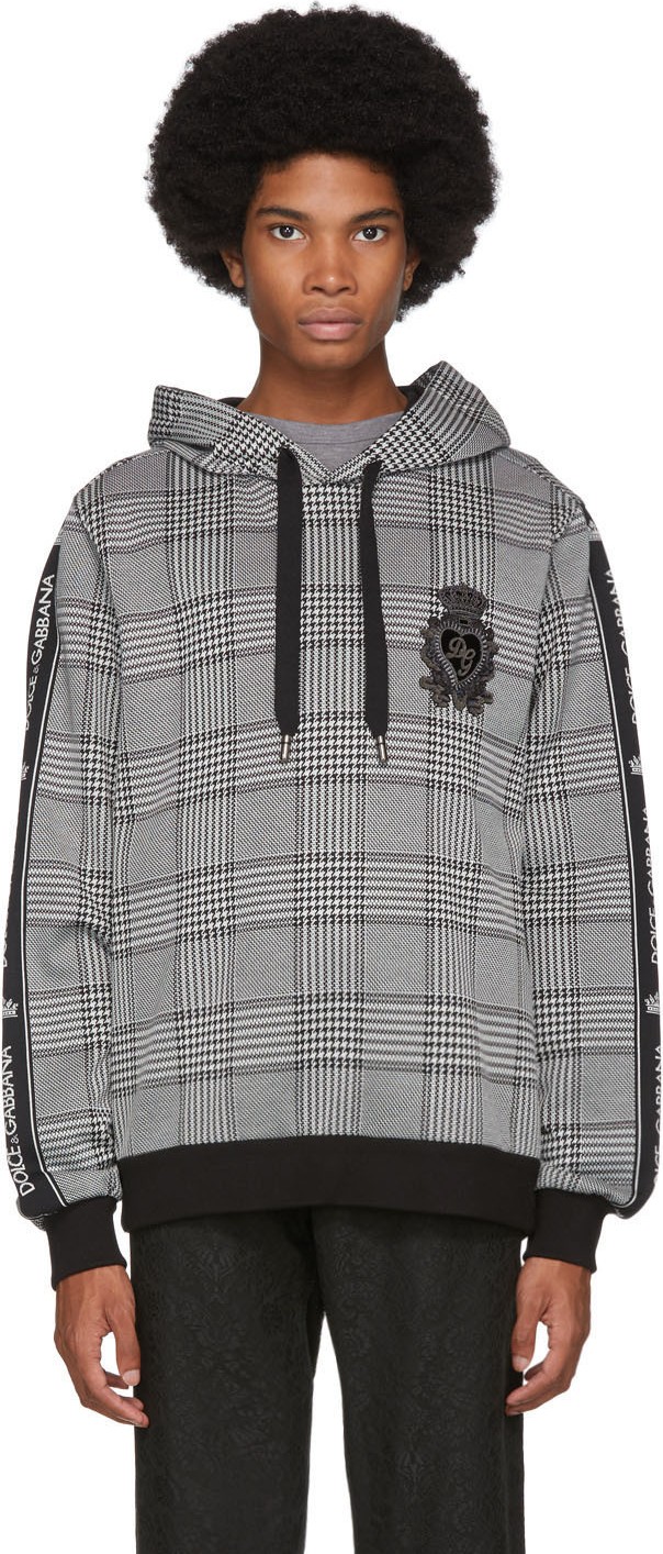 Dolce & Gabbana Black Jacquard Heart Logo Hoodie