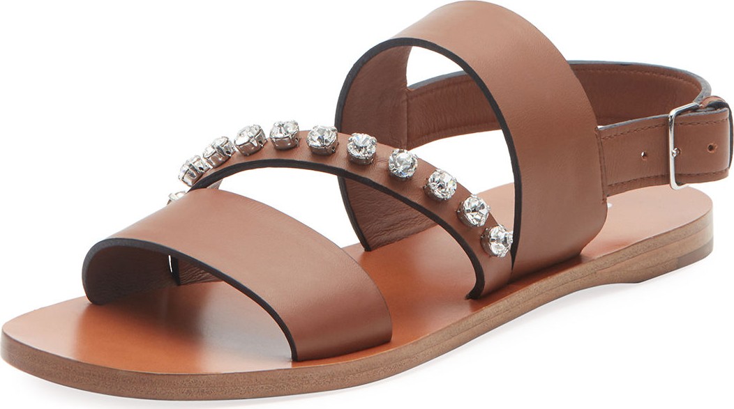 Miu Miu Crystal-Stud Flat Sandals