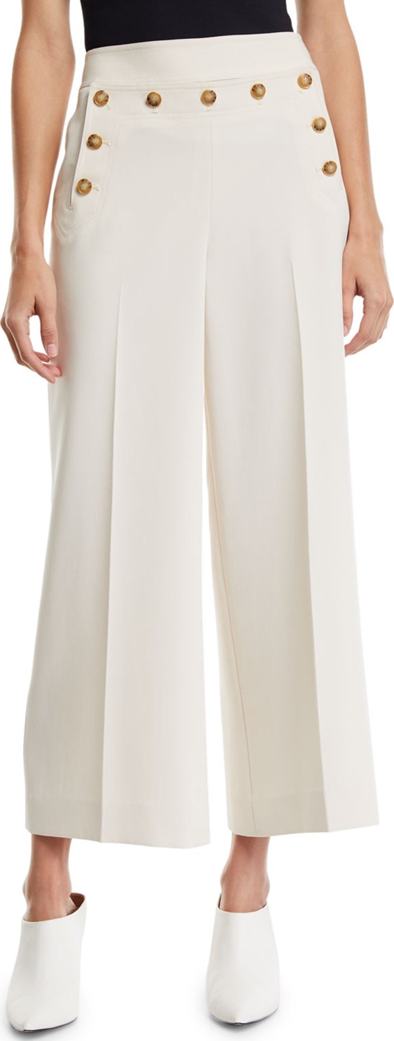 Tory Burch Crepe Cropped Sailor Pants