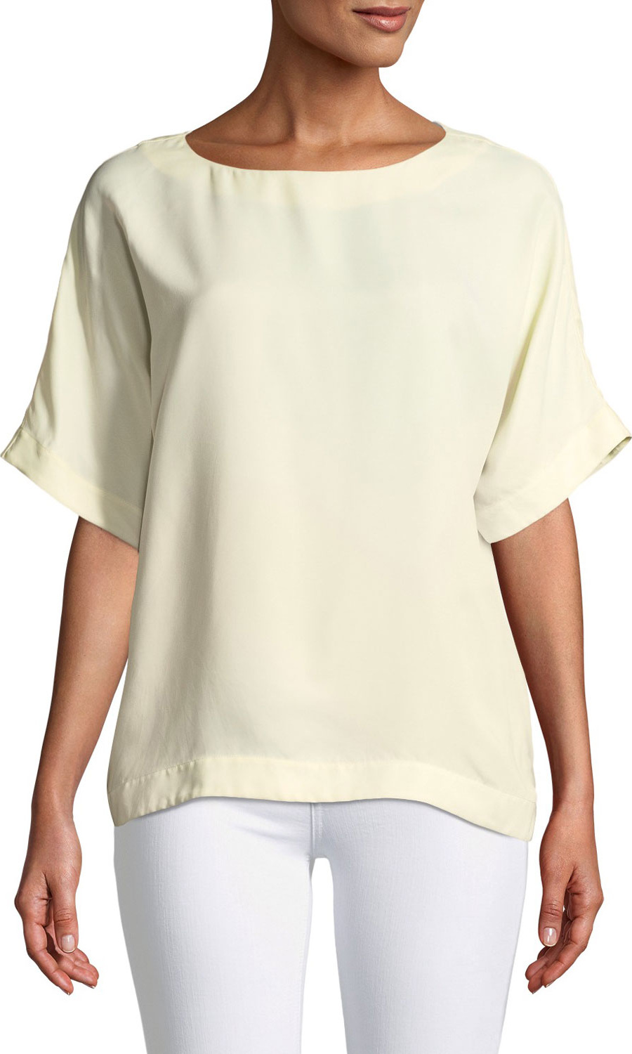 Tibi Short-Sleeve Crewneck Easy Top