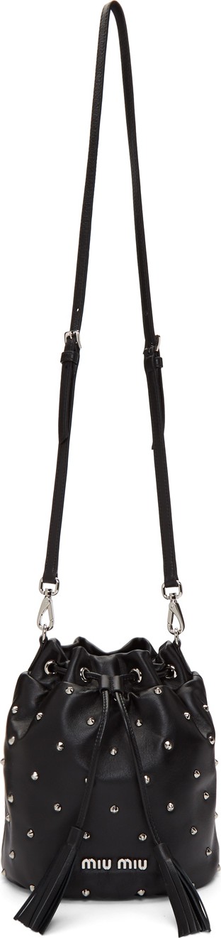 Miu Miu Black Studded Bucket Bag