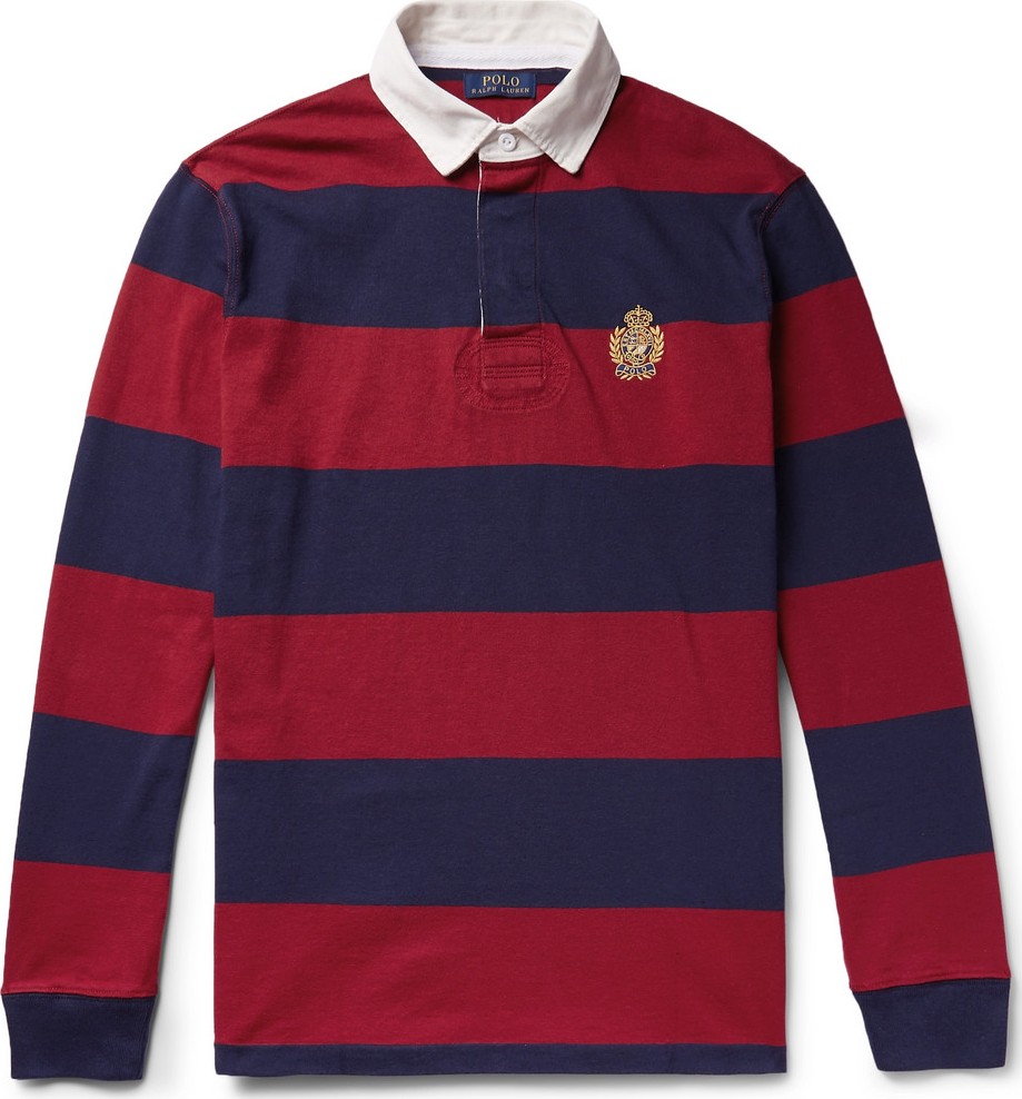 Polo Ralph Lauren Logo-Embroidered Twill-Trimmed Striped Cotton-Jersey Polo Shirt