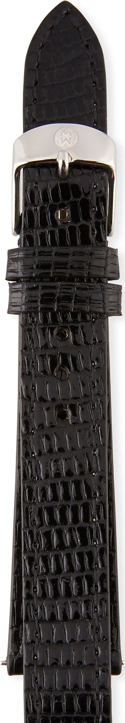MICHELE 18mm Lizard Skin Watch Strap, Black