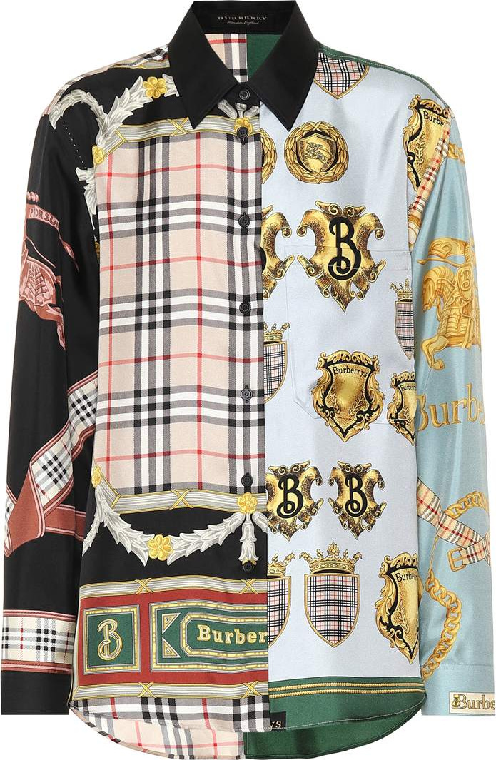 Burberry London England Scarf print silk shirt