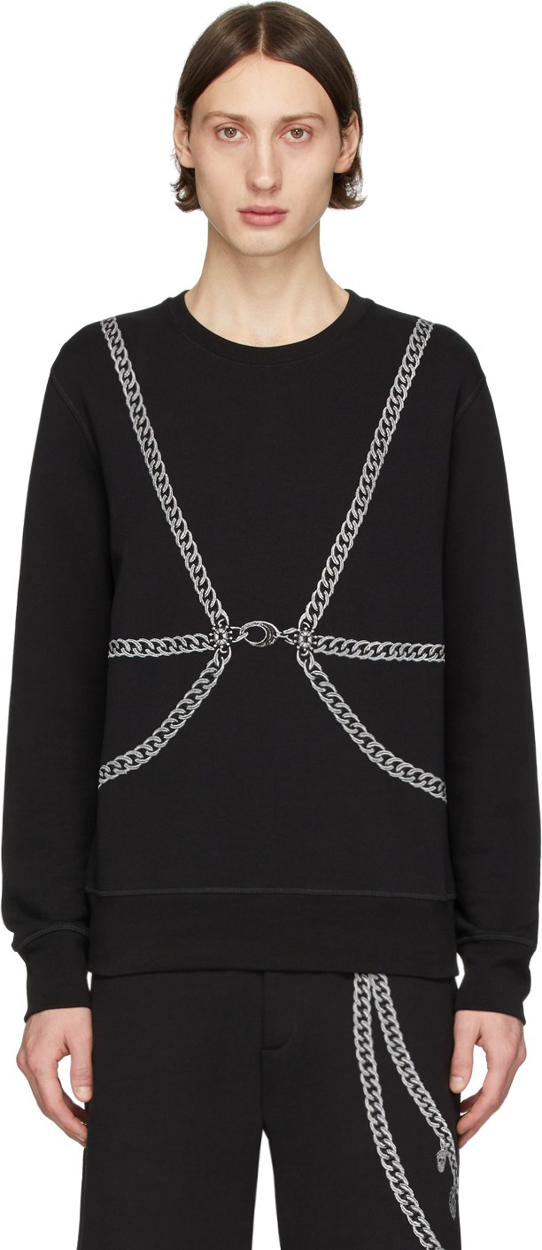 Alexander McQueen Black Chain Embroidery Sweatshirt