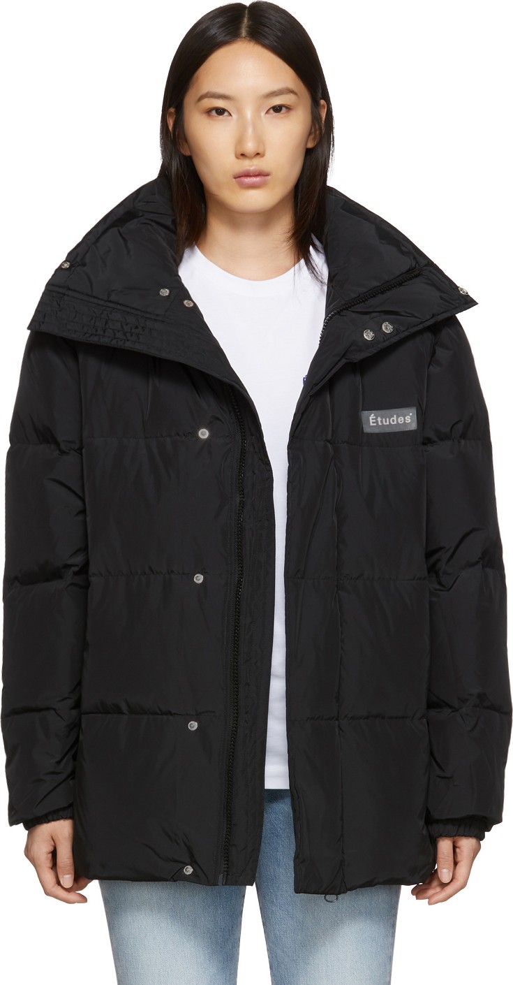 Etudes Green Down Cowl Neck Coat