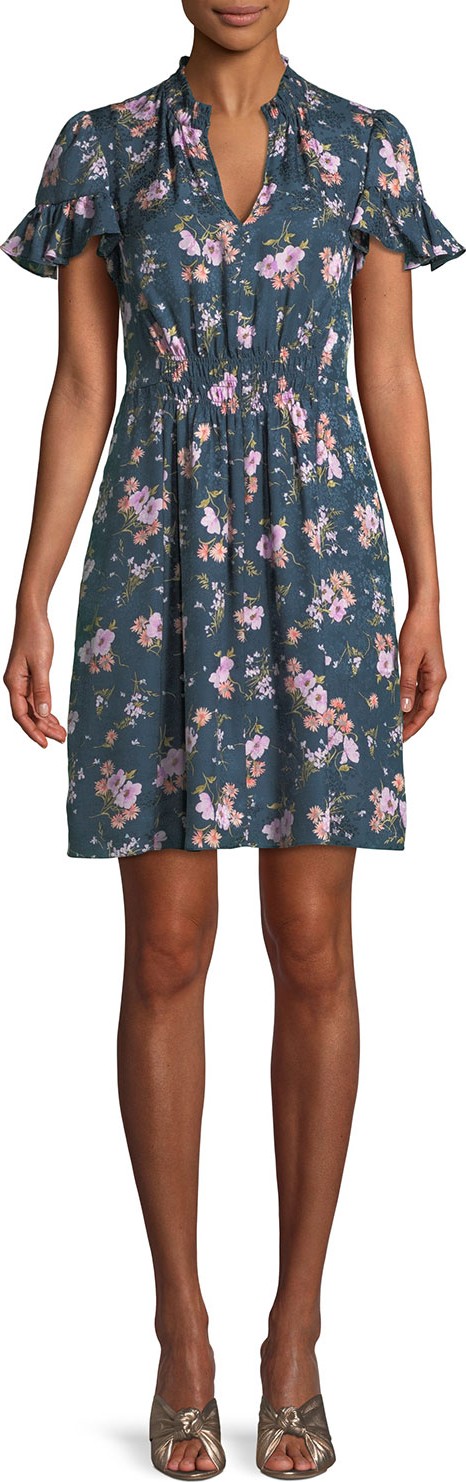 Rebecca Taylor Emilia Floral-Print Silk Mini Dress