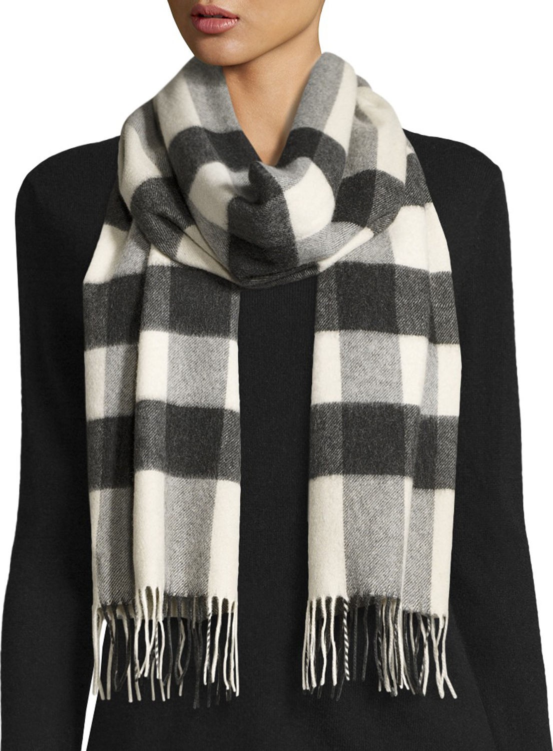 Burberry London England Half Mega Check Cashmere Scarf