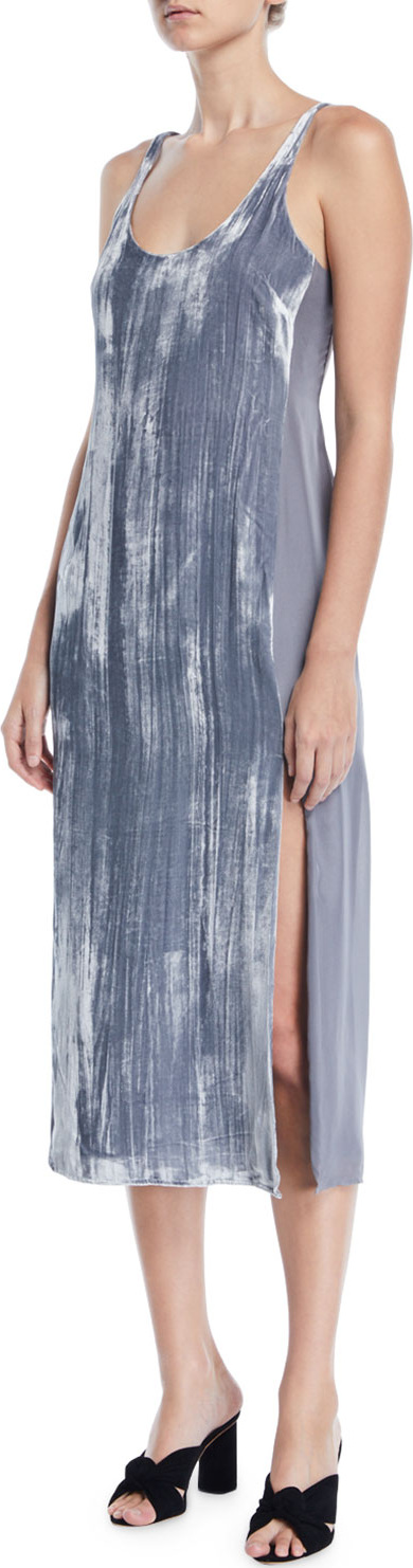 J BRAND Alisha Side-Split Velvet Slip Dress
