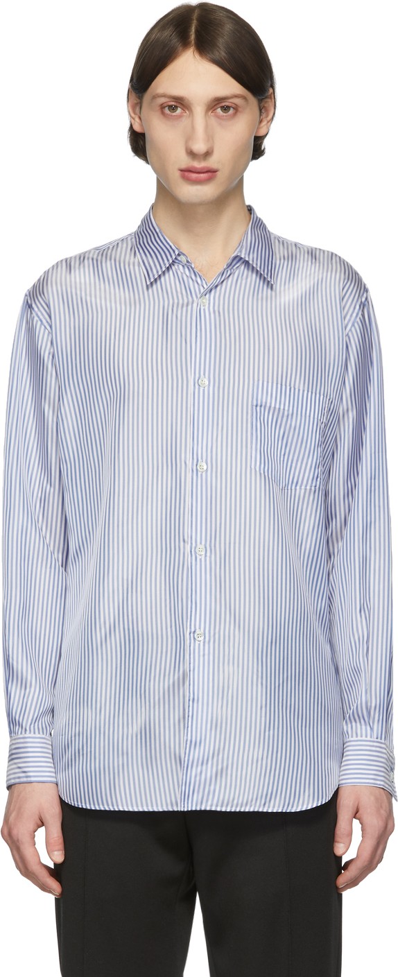 Comme Des Garcons Blue & White Cupro Shirt